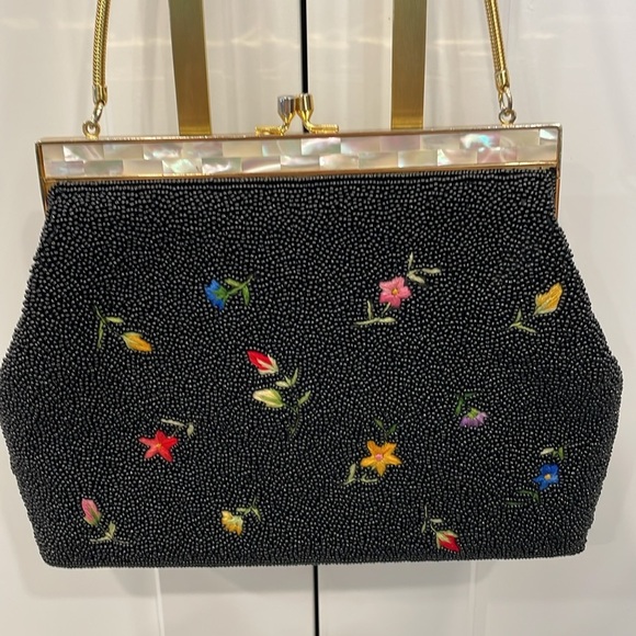 Vintage Glass Beaded/Embroidered Handbag - Picture 6 of 14